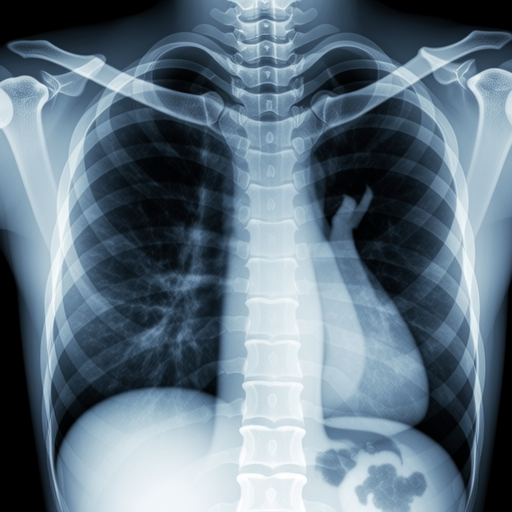 Feline thoracic radiograph showing cardiac silhouette