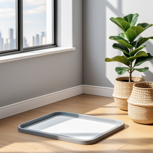 Proper placement of pet potty pad in corner of room