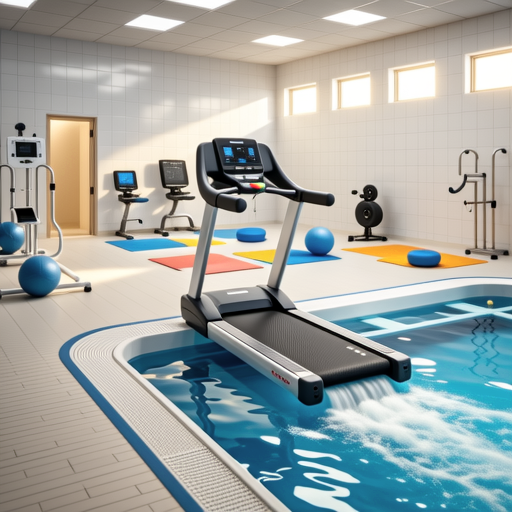 Animal rehabilitation center with underwater treadmill and therapy equipment