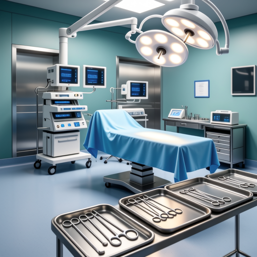 Modern veterinary surgery room with advanced equipment and sterile environment