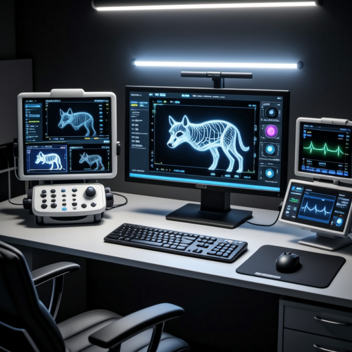 Veterinary DR Workstation with Multiple Monitors